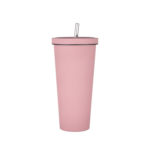 Elosung 750Ml Pink Straw Cup 304 Stainless Steel Reusable Bpa Free Water Bottle With Leak Proof Lid Large Capacity Perfect For Hydration On The Go Vac