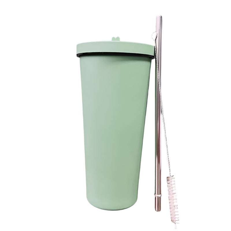 Elosung 750Ml Green Straw Cup 304 Stainless Steel Reusable Bpa Free Water Bottle With Leak Proof Lid Large Capacity Perfect For Hydration On The Go Va
