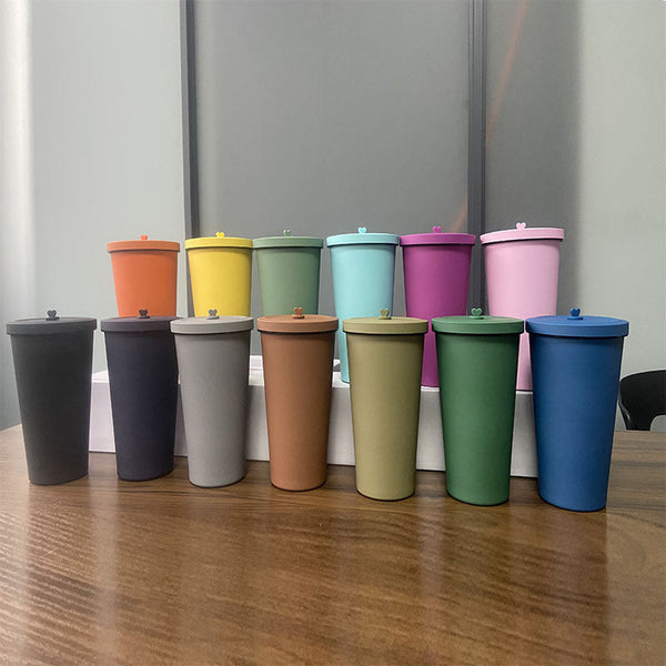 Elosung 750Ml Green Straw Cup 304 Stainless Steel Reusable Bpa Free Water Bottle With Leak Proof Lid Large Capacity Perfect For Hydration On The Go Va