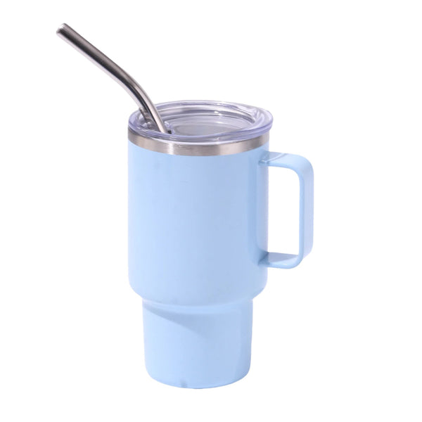 Elosung 3Oz Sky Blue Sublimation Mini Car Cup 304 Stainless Steel Straw Beer Portable Insulated Whiskey Shot Glass Perfect For On The Go Drinking Vacu