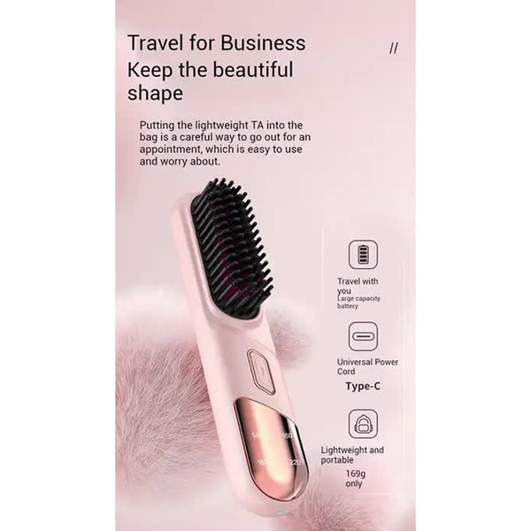 Elosung Black 2 In 1 Rechargeable Hair Straightener And Curler Portable Styling Comb Dual Function Flat Iron Curling Wand Perfect For Home Use Straigh