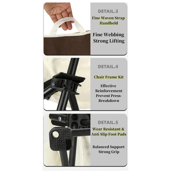 Elosung Black Outdoor Folding Camping Chair Portable Lounge Lightweight Beach Fishing Stool And Picnic Seat Perfect For Adventures Camping Chairs