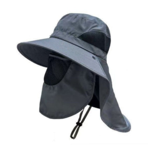 Elosung Dark Grey Outdoor Uv Protection Hat For Men Detachable Face Neck Shield Large Brim Sun Fishing Hiking Activities Hats