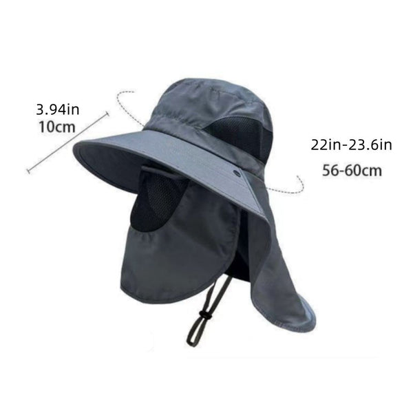Elosung Dark Grey Outdoor Uv Protection Hat For Men Detachable Face Neck Shield Large Brim Sun Fishing Hiking Activities Hats