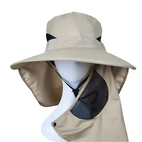 Elosung Khaki Outdoor Uv Protection Hat For Men Detachable Face & Neck Shield Large Brim Sun Fishing Hiking And Activities Hats