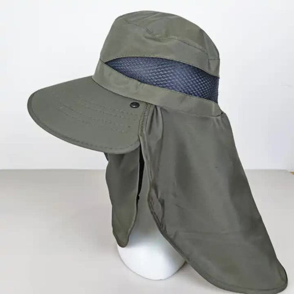 Elosung Khaki Outdoor Uv Protection Hat For Men Detachable Face & Neck Shield Large Brim Sun Fishing Hiking And Activities Hats