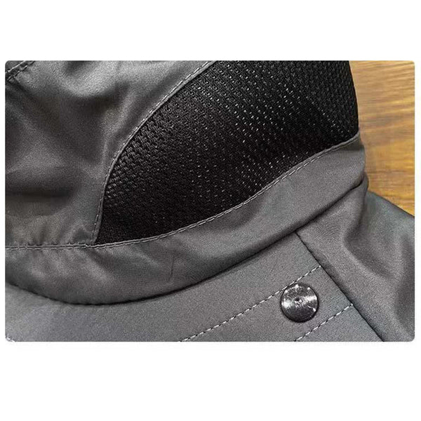 Elosung Black Outdoor Uv Protection Hat For Men Detachable Face & Neck Shield Large Brim Sun Fishing Hiking And Activities Hats