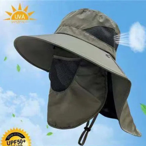 Elosung Military Green Outdoor Uv Protection Hat For Men Detachable Face & Neck Shield Large Brim Sun Fishing Hiking And Activities Hats