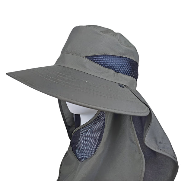 Elosung Military Green Outdoor Uv Protection Hat For Men Detachable Face & Neck Shield Large Brim Sun Fishing Hiking And Activities Hats