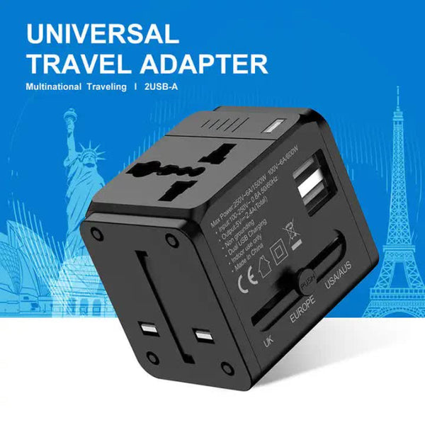Elosung Dual Usb Global Travel Adapter With 2.4A Current Universal Plug Socket Multi Function Power For Worldwide Use Other Travel Accessories