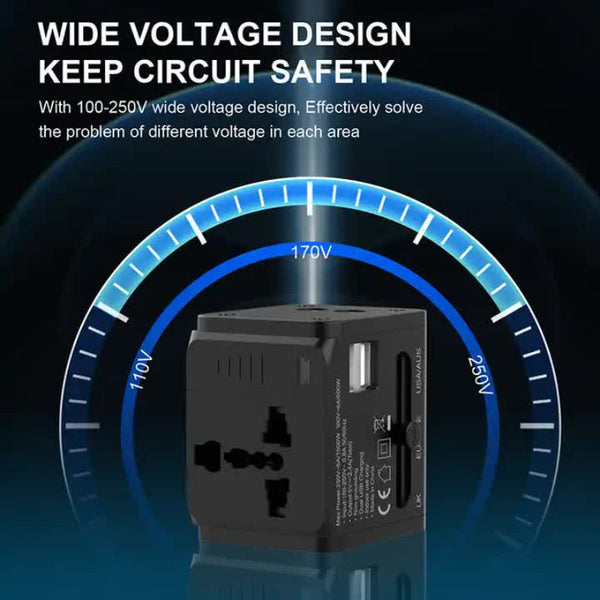 Elosung Dual Usb Global Travel Adapter With 2.4A Current Universal Plug Socket Multi Function Power For Worldwide Use Other Travel Accessories