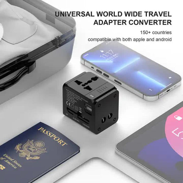 Elosung Dual Usb Global Travel Adapter With 2.4A Current Universal Plug Socket Multi Function Power For Worldwide Use Other Travel Accessories