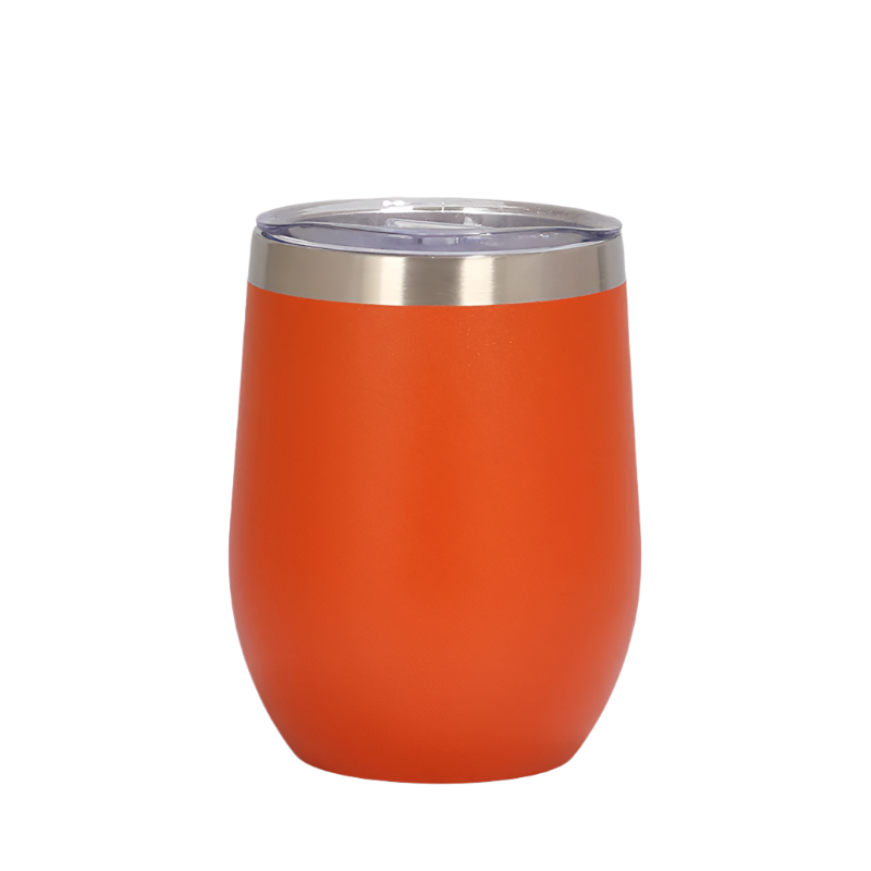 Elosung Orange 12Oz Double Wall Vacuum 304 Eggshell Cup Mini Portable Insulated U Shaped Creative Small Beer Mug Vacuum Flasks & Mugs