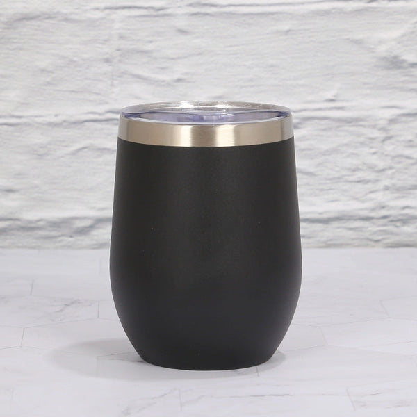 Elosung Black 12Oz Double Wall Vacuum 304 Eggshell Cup Mini Portable Insulated U Shaped Creative Small Beer Mug Vacuum Flasks & Mugs