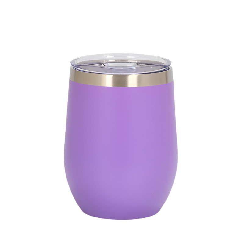 Elosung Purple 12Oz Double Wall Vacuum 304 Eggshell Cup Mini Portable Insulated U Shaped Creative Small Beer Mug Vacuum Flasks & Mugs