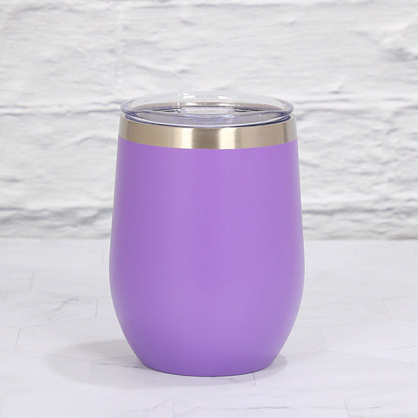 Elosung Purple 12Oz Double Wall Vacuum 304 Eggshell Cup Mini Portable Insulated U Shaped Creative Small Beer Mug Vacuum Flasks & Mugs