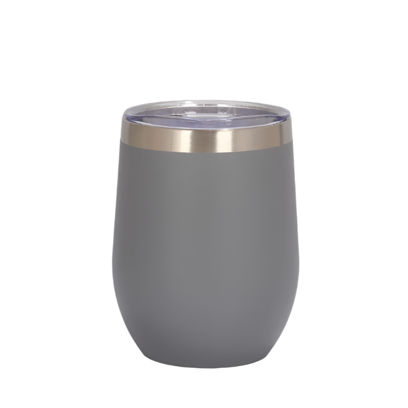 Elosung Grey 12Oz Double Wall Vacuum 304 Eggshell Cup Mini Portable Insulated U Shaped Creative Small Beer Mug Vacuum Flasks & Mugs