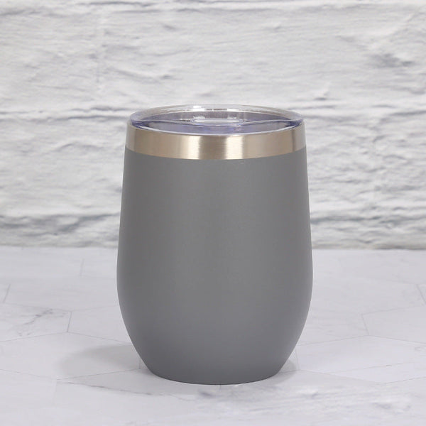 Elosung Grey 12Oz Double Wall Vacuum 304 Eggshell Cup Mini Portable Insulated U Shaped Creative Small Beer Mug Vacuum Flasks & Mugs