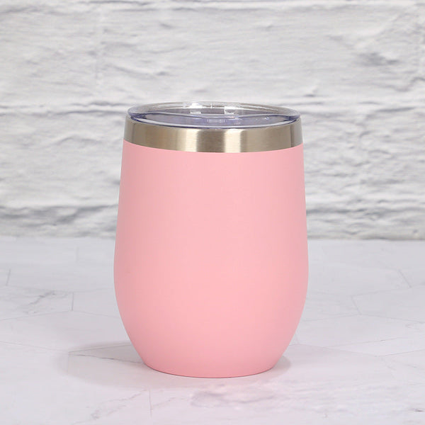Elosung Pink 12Oz Double Wall Vacuum 304 Eggshell Cup Mini Portable Insulated U Shaped Creative Small Beer Mug Vacuum Flasks & Mugs