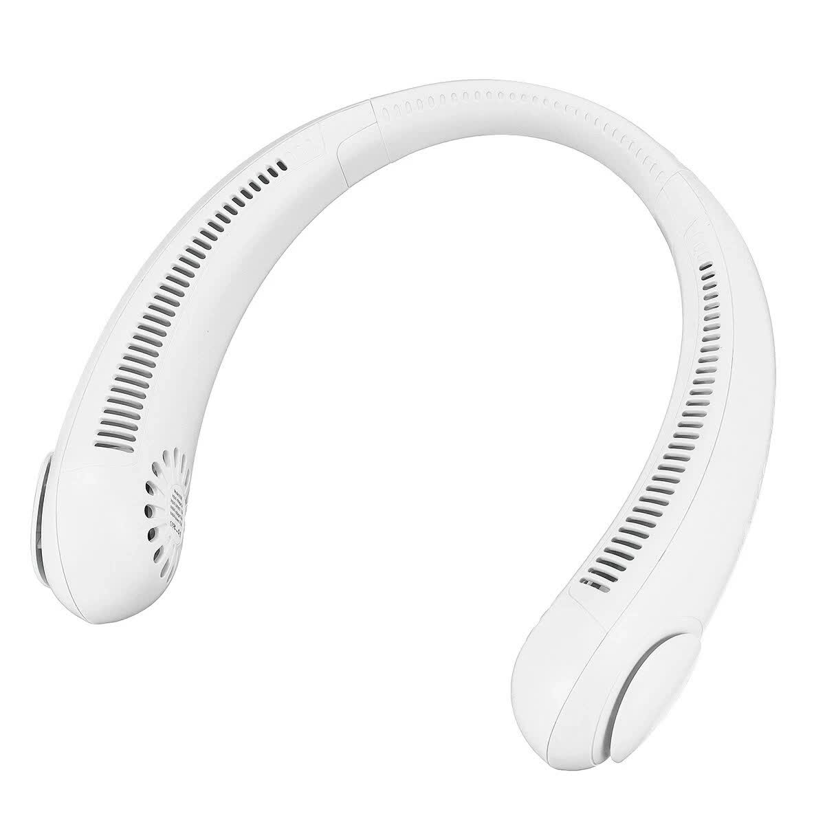 Elosung White Portable Neck Hanging Usb Fan Mini Hands Free Wearable Rechargeable No Blade Design For Cooling Portable Fans