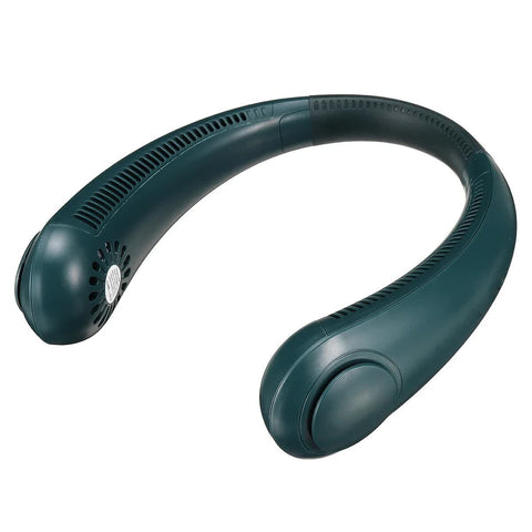 Elosung Green Neck Hanging Usb Fan Mini Hands Free Wearable Rechargeable No Blade Design For Cooling Portable Fans
