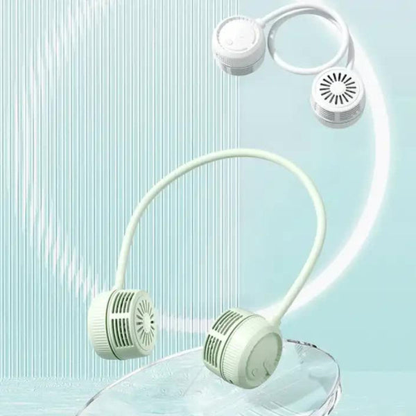 Elosung Green Neck Hanging Usb Fan Foldable Lazy With Strong Airflow Rechargeable Outdoor & Desktop Use Portable Fans