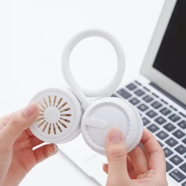 Elosung Green Neck Hanging Usb Fan Foldable Lazy With Strong Airflow Rechargeable Outdoor & Desktop Use Portable Fans