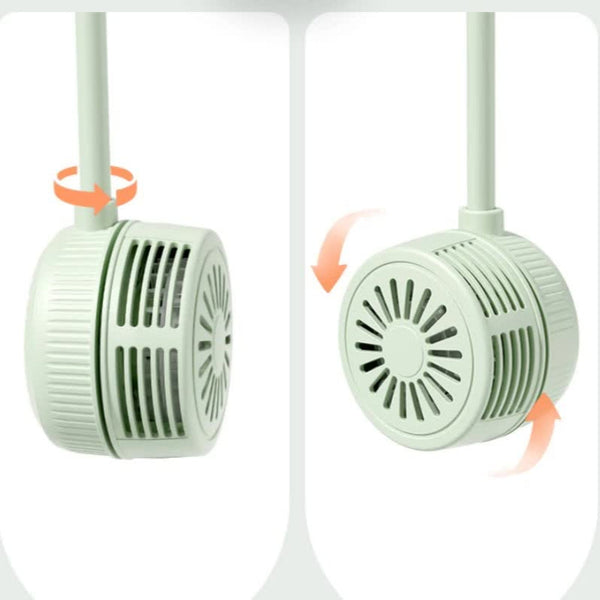 Elosung Green Neck Hanging Usb Fan Foldable Lazy With Strong Airflow Rechargeable Outdoor & Desktop Use Portable Fans