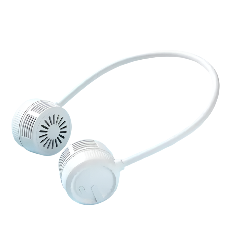 Elosung White Portable Neck Hanging Usb Fan Foldable Lazy With Strong Airflow Rechargeable Outdoor & Desktop Use Portable Fans
