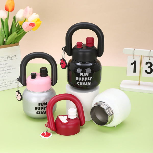 Elosung Red 316 Stainless Steel Flask With Independent Tea Compartment Double Drink Insulation High Quality Design Handle And Large Capacity For Women