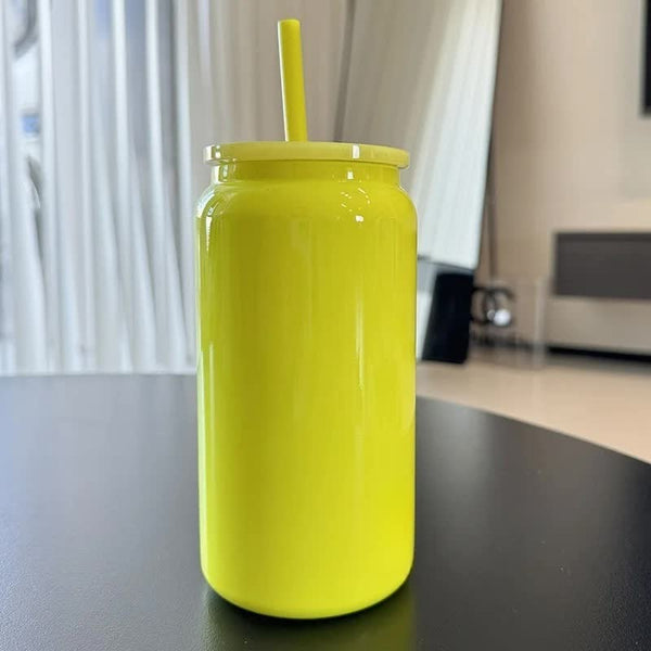 Elosung Yellow 16Oz 304 Stainless Steel Insulated Travel Mug Portable Outdoor Coffee Cup Double Wall Thermos For Hot & Cold Beverages Vacuum Flasks &