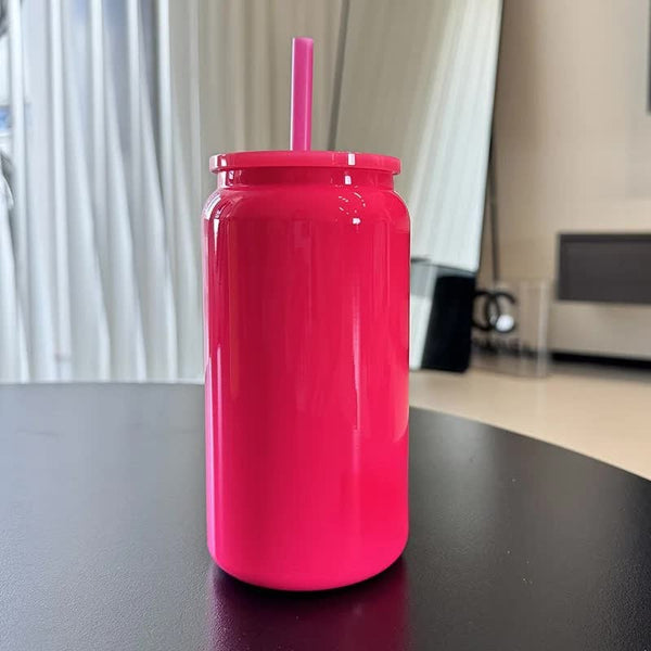 Elosung Hot Pink 16Oz 304 Stainless Steel Insulated Travel Mug Portable Outdoor Coffee Cup Double Wall Thermos For & Cold Beverages Vacuum Flasks & Mu