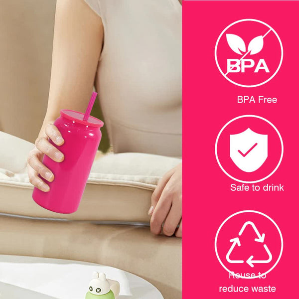 Elosung Hot Pink 16Oz 304 Stainless Steel Insulated Travel Mug Portable Outdoor Coffee Cup Double Wall Thermos For & Cold Beverages Vacuum Flasks & Mu