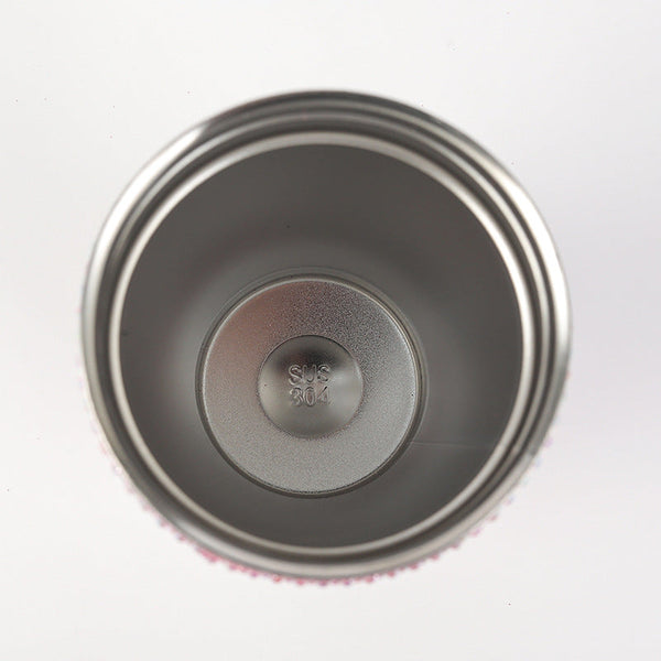 Elosung Pink Diamond Inlaid Insulated 304 Stainless Steel Cup With Straw Double Walled Rhinestone Coffee Mug Gift For Beverages Vacuum Flasks & Mugs