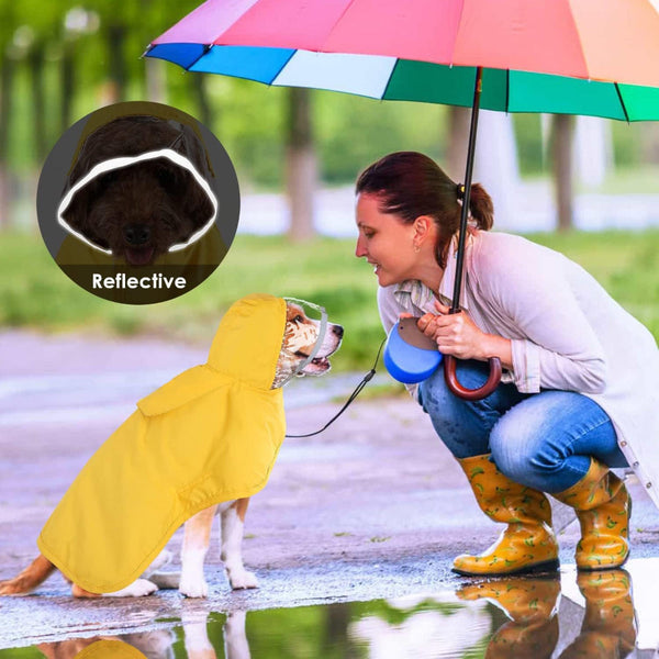 Xs Yellow Reflective Adjustable Pet Raincoat With Hood Waterproof Dog Jacket Poncho For Outdoor Protection Dog Clothing & Shoes