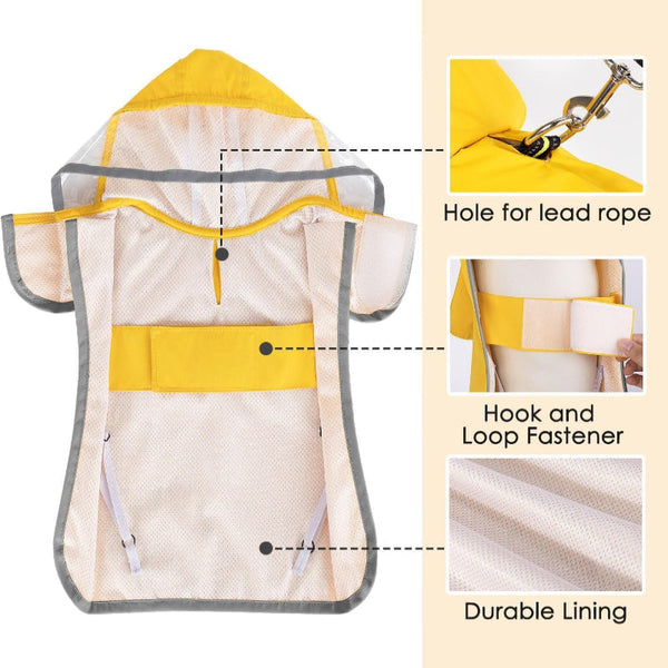 Elosung M Yellow Reflective Pet Raincoat With Hood Waterproof Dog Jacket Poncho For Outdoor Protection Dog Clothing & Shoes