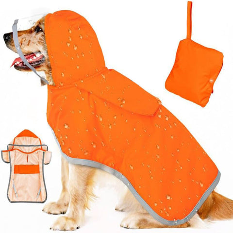 Xs Orange Reflective Adjustable Pet Raincoat With Hood Waterproof Dog Jacket Poncho For Outdoor Protection Dog Clothing & Shoes