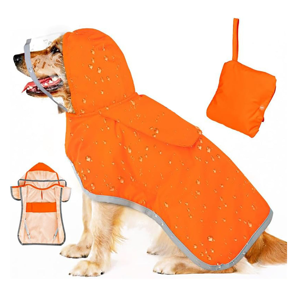 Elosung M Orange Reflective Pet Raincoat With Hood Waterproof Dog Jacket Poncho For Outdoor Protection Dog Clothing & Shoes