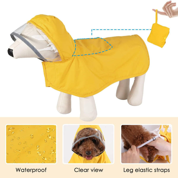 Elosung M Orange Reflective Pet Raincoat With Hood Waterproof Dog Jacket Poncho For Outdoor Protection Dog Clothing & Shoes