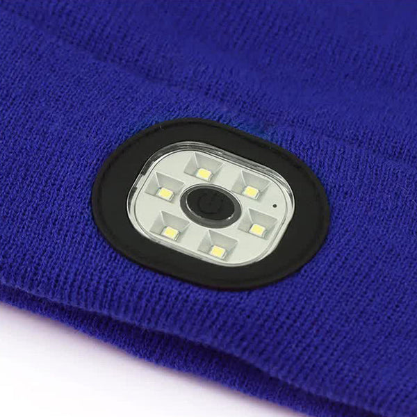 Elosung Black Led Lighting Rechargeable Detachable Knitted Hat Warm Winter Beanie With Built In Lights For Outdoor Activities And Nighttime Use Hats