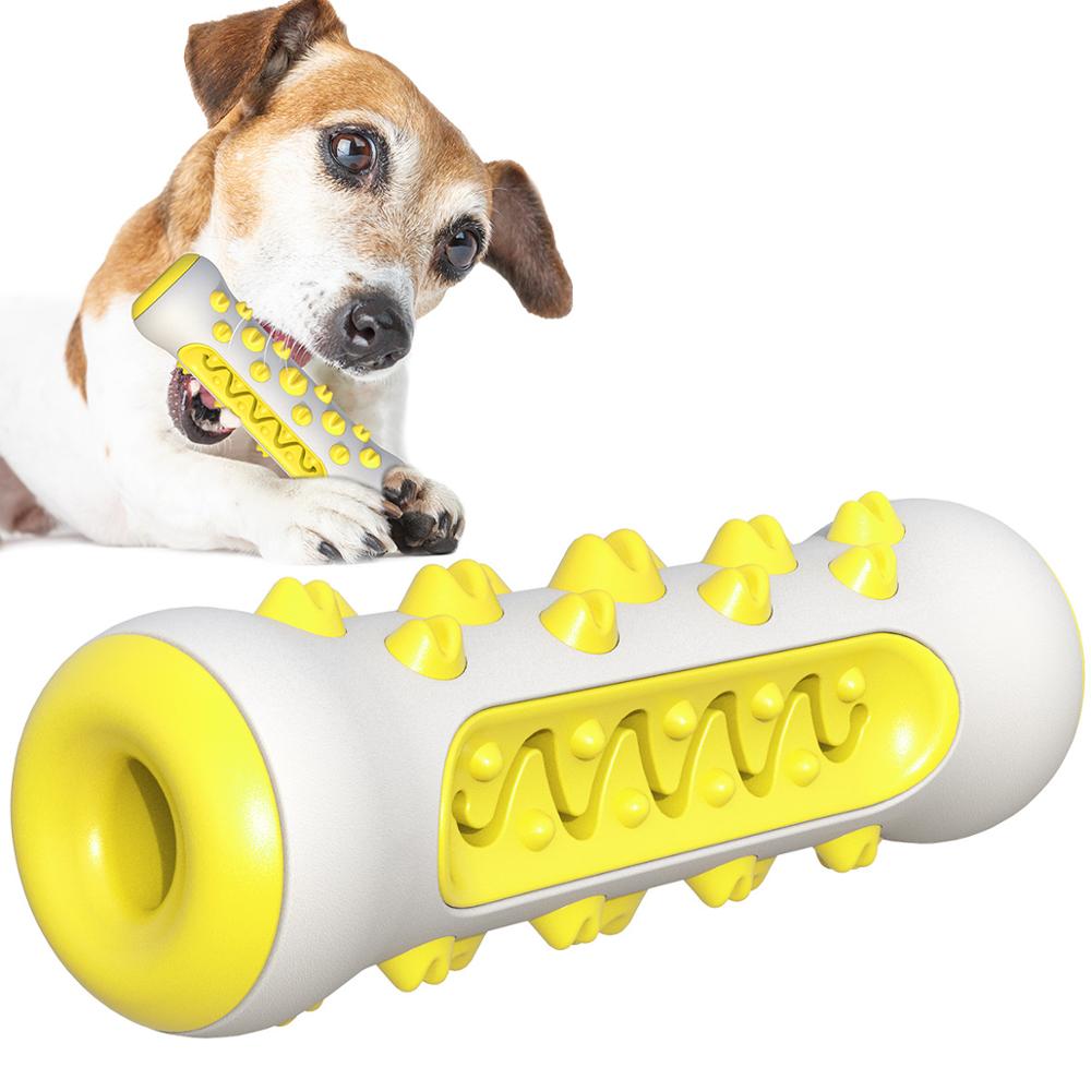 Elosung Yellow Dog Squeaky Toys For Aggressive Chewers Tough Toothbrush Nearly Indestructible Rubber Pet Training Teeth Cleaning Playing And Chewing M