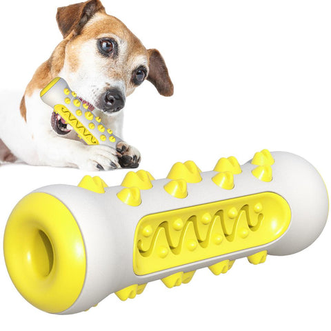 Elosung Yellow Dog Squeaky Toys For Aggressive Chewers Tough Toothbrush Nearly Indestructible Rubber Pet Training Teeth Cleaning Playing And Chewing M
