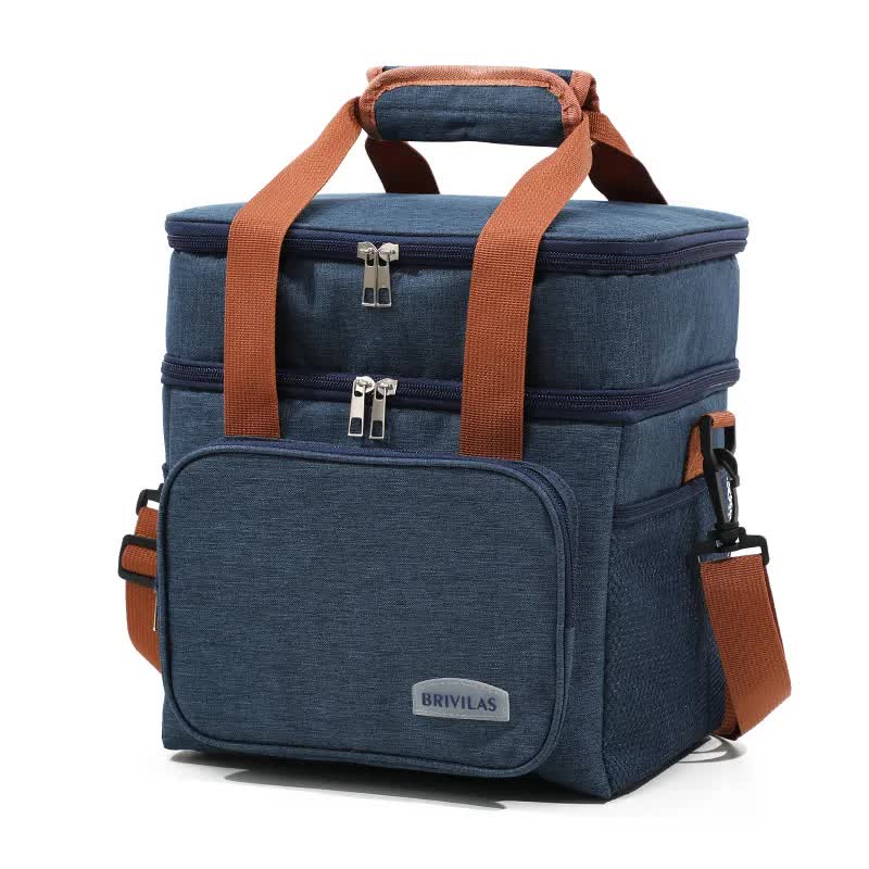 Elosung Blue Large Capacity Lunch Bag Dual Layer Insulated Cooler For Outdoor Picnic And Work Use Lunchboxes