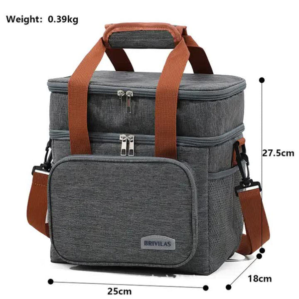 Elosung Blue Large Capacity Lunch Bag Dual Layer Insulated Cooler For Outdoor Picnic And Work Use Lunchboxes