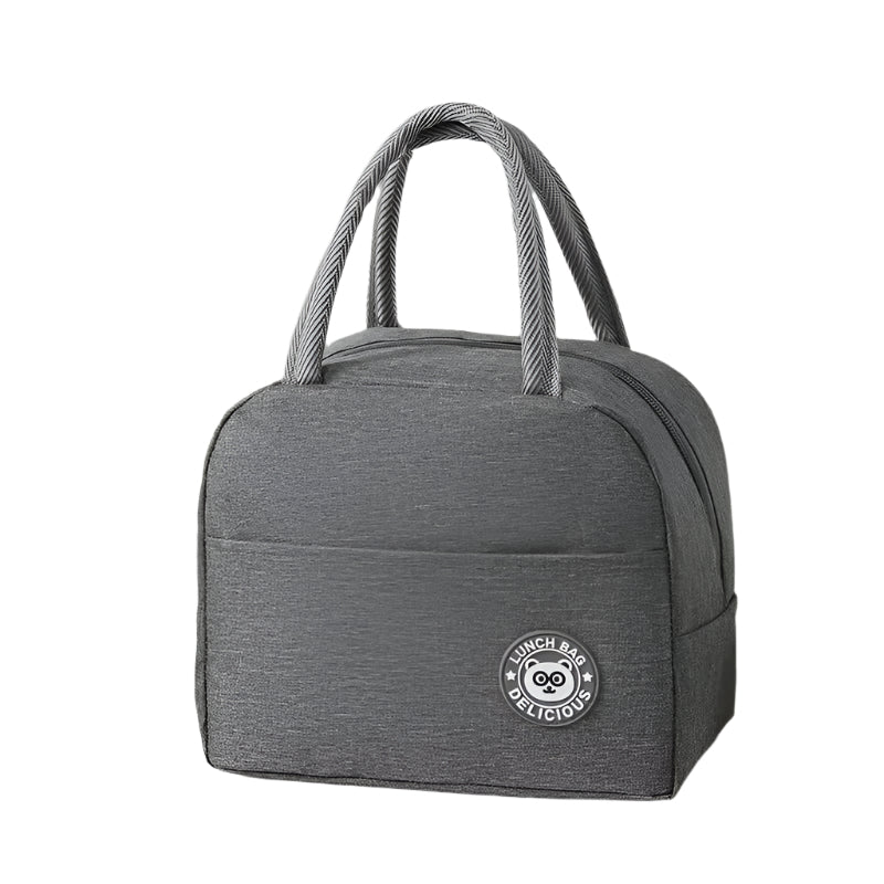 Elosung Grey Insulated Lunch Bag Waterproof Oil Proof Bento For Students And Workers Thickened Aluminum Foil Carrier Lunchboxes