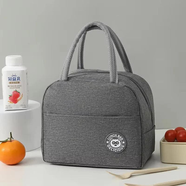 Elosung Grey Insulated Lunch Bag Waterproof Oil Proof Bento For Students And Workers Thickened Aluminum Foil Carrier Lunchboxes