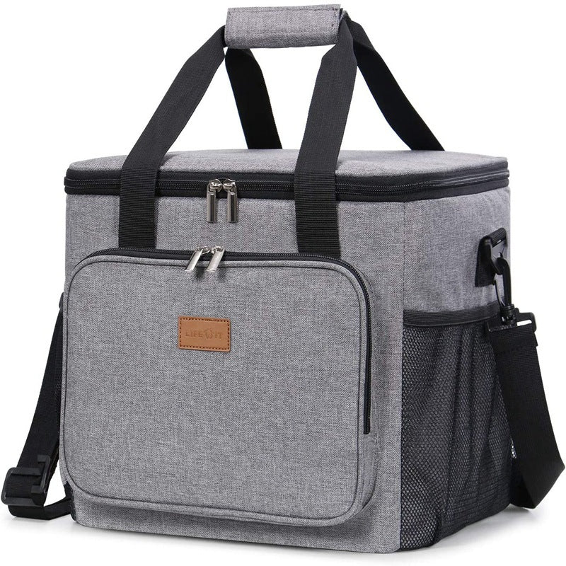 Elosung Grey Large Capacity Picnic Bag Waterproof Peva Insulated Cooler Outdoor Car Use And Shoulder Crossbody Thermo Picnic Baskets & Backpacks