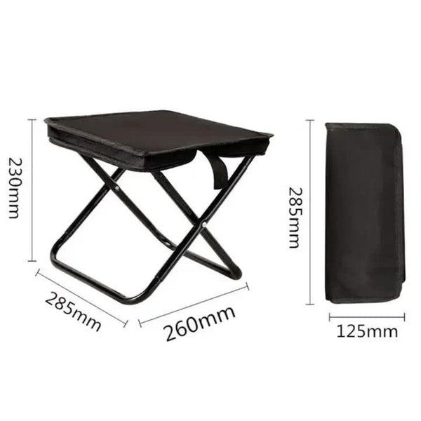 Elosung Black Outdoor Folding Stool With Carrying Handle Portable Camping Seat Fishing Chair Collapsible Zipper For Outdoors Queueing And More Camping