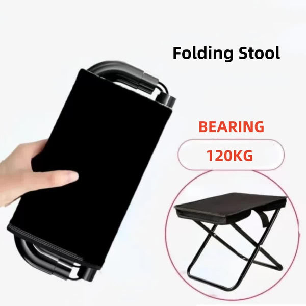 Elosung Black Outdoor Folding Stool With Carrying Handle Portable Camping Seat Fishing Chair Collapsible Zipper For Outdoors Queueing And More Camping