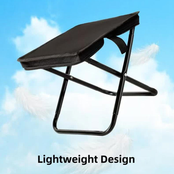 Elosung Black Outdoor Folding Stool With Carrying Handle Portable Camping Seat Fishing Chair Collapsible Zipper For Outdoors Queueing And More Camping